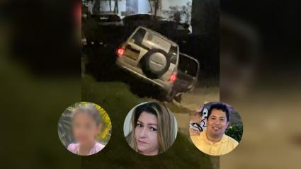 Las víctimas de la masacre y el vehículo que fue blanco de las balas