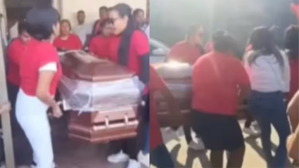 Momentos en los que el féretro fue movilizado por familiares del occiso