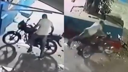 Momento en que el criminal se lleva la motocicleta