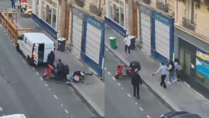 Captura de video de intento de secuestro en París.