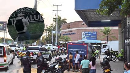 Escena tras robo en centro comercial.
