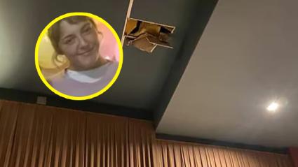 Mujer que le cayó encima el techo de un cine.