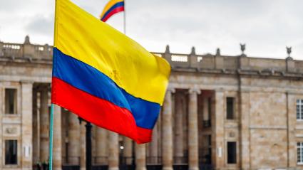 Bandera de Colombia en Bogotá.
