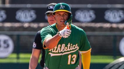 Giovanny Urshela con los Atléticos de la MLB.