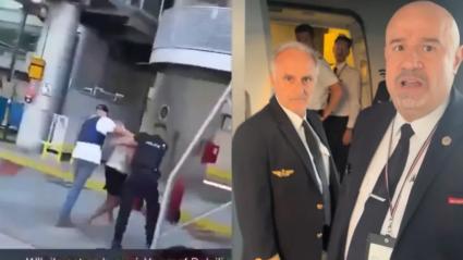 Captura de video de altercado de futbolista en avión.