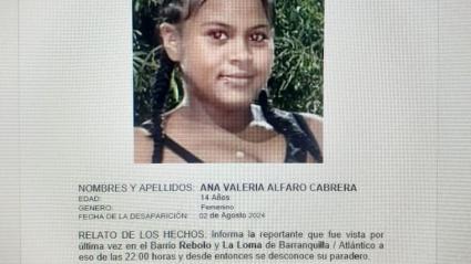 Circular de búsqueda de la menor, emitida al momento de su desaparición 