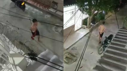 Momentos en que la víctima pedía ayuda a los vecinos de la zona.