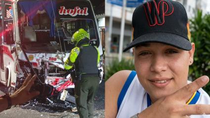 Así quedó el bus con el que chocó William Yonaiker Torrealba Guerrero en el barrio Santo Domingo.