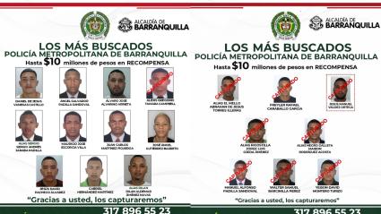 Cartel de los más buscados.