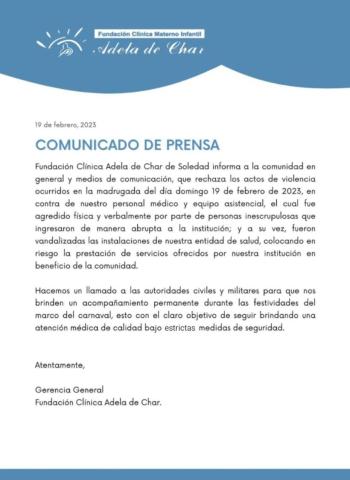 Comunicado. 