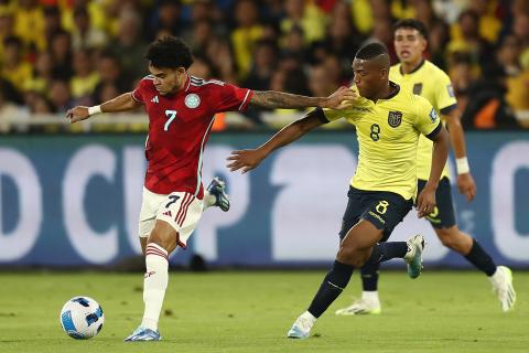 Luis Díaz durante el partido contra Ecuador