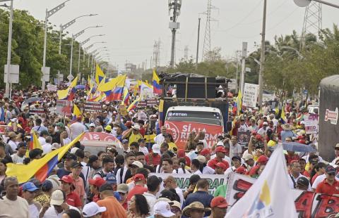 Marchas en Barranquilla a favor de reformas de gobierno Petro.