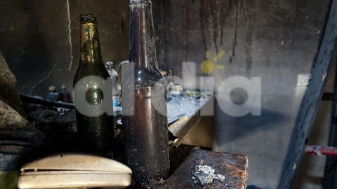 Vivienda que sufrió incendio en Los Cedros.