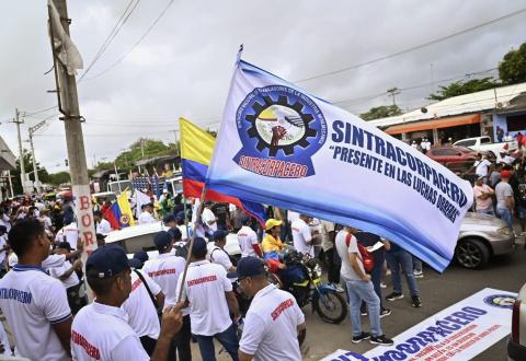 Marcha en Barranquilla por el Día del Trabajador.